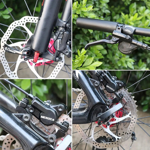 Mountain Bike Hydraulic Disc Brake Set With Front 800mm And Rear 1400mm Hoses, PM Adapter For 160mm Rotor, up-close view