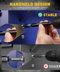 Beefed Up Heavy Duty Drill Bit Extension Set With Magnetic Bit Holder And Aluminum Sleeve Quick Release One Quarter Inch Hex Shank in use, showing stable handheld operation.