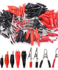 108 Piece 10 Type Metal Alligator Clip Clamp Kit With Red And Black Crocodile Clips, Protective Insulation Covers, 45mm And 53mm Sizes