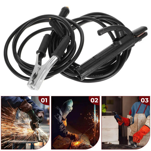 Heavy Duty Welding Holder And Ground Clamp Set Perfect For Mma Machines with robust connectors for metal fabrication use.