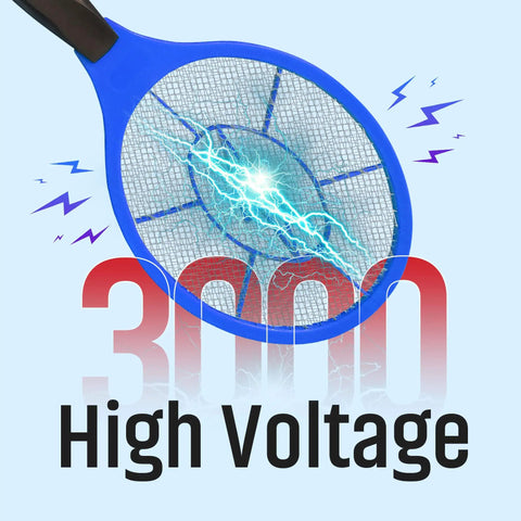 Close-up of Electric Bug Zapper Swatter 2 Pack, 3000V Grid Racket With Safety Mesh, Handheld Mosquito And Fly Killer.