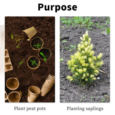 Image showing plant peat pots and a sapling, illustrating the Powerful Garden Auger Drill Bits Set for planting bulbs and flowers.