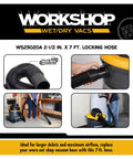 Dual Flex 2.5 Inch By 7 Foot Locking Shop Vac Hose Replacement For Wet Dry Vacuums With 180 Degree Flex At Both Ends displayed