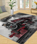 Locomotive Themed 3x4 Rug For Bedroom And Living Room Non Slip Soft Train Engine Area Rug Washable Indoor Carpet
