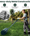 Man using Heavy Duty 12x36 Inch Lawn Roller Water Or Sand Filled Drum For Push Or Tow Behind Use, 63L/17 Gallons on lawn