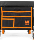 400-Pound Capacity Garage Glider Rolling Tool Chest Seat with Storage Pouch, cushioned pad, and easy glide ball bearing casters.