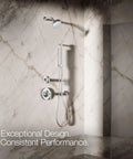 Shift Square Two Function Handshower With 1.75 GPM Flow Polished Chrome Finish installed in modern marble bathroom