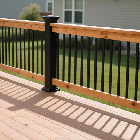 25 Pack 32 Inch Black Metal Deck Balusters Rectangular Spindles For Porch Railing And Stair Railings Side Mount Kit With Hardware