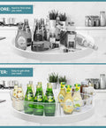Before and after using Lazy Susan Organizer Set Of Four Clear Plastic Kitchen Cabinet Storage Bins With Handles, 10.2 By 9.4 By 4 Inches, 4 Inch Deep Wedge Containers