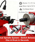 Brake Drum And Disc Lathe With Auto Feed And Led Light, Dual Spindles, 110V 1100W Pro Grade Vehicle Hub Repair Machine for brakes