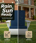 Outdoor Chair Cushions 20x20 Navy Blue Water Resistant And Fade Resistant High Back With Ties And Zipper Removable Covers - shown on patio chair