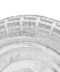 Close-up of tread on a 10 Inch Flat Free Solid Tire And Wheel Replacement 4.10/3.50-4 for utility carts