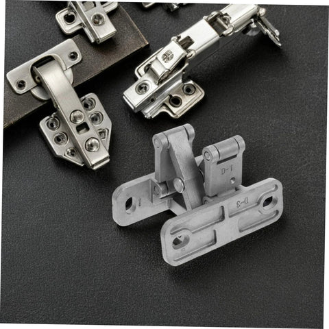 Front view of heavy-duty concealed stainless steel hinges, indoor/outdoor use, multi-piece set