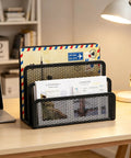 Three Compartment Metal Mesh Mail Organizer For Letters Folders And Office Supplies Desktop Mail Sorter For Home And Office