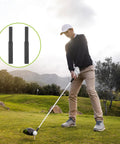 Two Pack Golf Club Shaft Extension Rods For Wood Putters, Carbon Fiber Putter Extenders; golfer swinging on course
