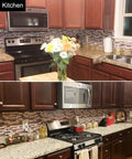 Kitchen backsplash with Thick Peel And Stick Wall Tile Set For Kitchen Backsplash In Sandstone With 2mm To 2.5mm Thick Durable Vinyl Tiles