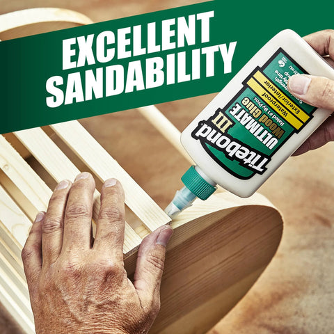 Applying Ultimate Wood Glue For Strong Bonds In 16 Ounce Bottle With Heat Resistance Water Cleanup While Wet Sandable to wood joint.