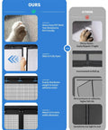 Comparison of PET mesh privacy garage screen and nylon screen showing features like ventilation and durability.