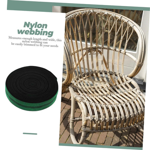Heavy Duty Nylon Elastic Webbing Straps For Furniture Chart And Sofa Repair Dead Easy Diy Upholstery Fix in green and black rolled strap.