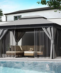 10x13 Outdoor Gazebo With Double Roofs Mosquito Netting And Privacy Screens Heavy Duty Metal Frame Wind Resistant Up To Level 6