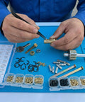 Hands using 1000 Piece KW1 Pro Grade Rekey Kit With Cylinder Service Tools For Home Security Doors Learn To Pin And Repair Kit