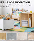 Mini Side Mount Caster Wheels Low Profile Rigid Non Swivel Rollers For Sliding Doors Drawers And Cabinets Slick Quiet Rubber Tires Smooth Rolling Solid Setup Four Pack 1.25 Inch in a children's room with toys.