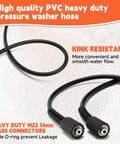 Pressure Washer Gun And Hose Kit With 25 Ft Heavy Duty Hose And Replacement Wand 5 Nozzle Tips M22 Fitting Universal Fit