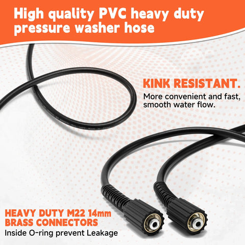 Pressure Washer Gun And Hose Kit With 25 Ft Heavy Duty Hose And Replacement Wand 5 Nozzle Tips M22 Fitting Universal Fit