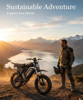 Man with Beast Mode 3000W Electric Dirt Bike For Adults With 20 Inch All Terrain Fat Tires in scenic location