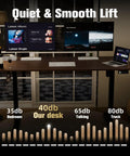 55 Inch By 24 Inches Electric Standing Desk, Height Adjustable Sit Stand Home Office Table with ergonomic walnut finish in use.