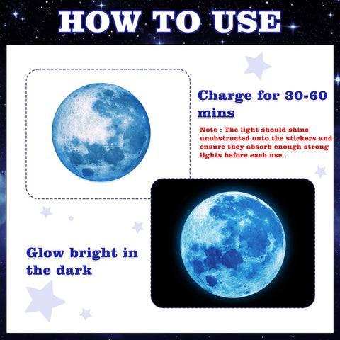 Illustration showing glow effect of Glow In The Dark Stars And Planets Wall Sticker Set With 531 Pieces For Kids Room Decor Galaxy Theme