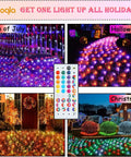 Color Changing Christmas Net Lights RGB 204 LED Mesh For Outdoor Decor 9.8x6.6 Ft with remote shown in holiday settings