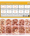 Copper Washers Kit 228-Piece Set Must-Have 10 Sizes M5 M6 M8 M10 M12 M14 M16 organized in clear compartment box