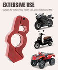 Beefy Heavy Duty Motorcycle Lock With Adjustable Handlebar Lock for anti theft CNC aluminum construction, shown with various vehicles