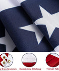 Close-up of Patriotic Bunting Flags Set Of 6 Three Foot Long Outdoor Indoor Decoration Flags with brass grommets and stitching.