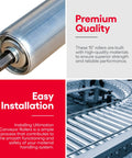 Heavy Duty Conveyor Rollers Galvanized Steel Gravity Roller 36 Inch Between Frame 1.5 Inch Diameter For Assembly Lines And Distribution Centers In Workshops Two Pack Shop Floor Ready For Fast Material Handling In Warehouses Shops Garages