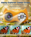2 In 1 Kids Microscope And Telescope With 1000X Magnification Handheld Digital Microscope With 2 Inch Screen And 8 LED Lights Totally Kid Approved For Outdoor Use 10X Pocket Telescope 1080P Camera STEM Toy Gift For Boys And Girls Ages 4 To 12 Yellow, front view