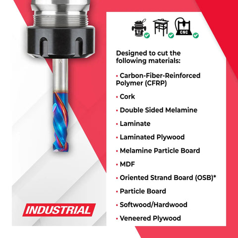Spektra Extreme Tool Life Coated CNC Compression Spiral Router Bit Two Flute Three Eighths Inch Diameter in holder