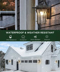 Dope Industrial Style Outdoor Wall Sconce Light With Seeded Glass, weatherproof in snowy house exterior setting.