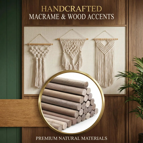Top Shelf 48 Pack Walnut Dowel Rods 1/4 By 12 Inch Hardwood Sticks For No Drama Diy Crafts with macrame wall decor.