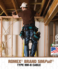 Electrician installing SimPull Solid Indoor 14/2 NM-B Cable With Ground For Easy Pull Installation In Dry Indoor Circuits