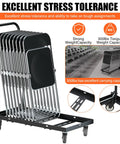 Beast Mode Folding Chair Cart For 12 Chairs With 300 Lbs Capacity shown storing metal chairs, featuring 4 inch swivel wheels.