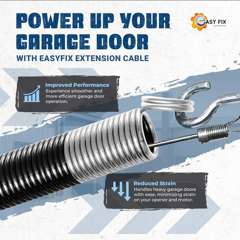 210 Lb Heavy Duty Double Loop Garage Door Extension Spring Two Pack White Workhorse For Easy Garage Door Replacement And Repair Fits Standard Doors And Torsion Systems close-up with hook