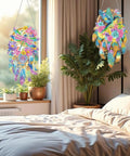 Twin Pack Hummingbird Dream Catcher Diamond Painting Kit For Adults with suncatchers hanging in a bedroom window