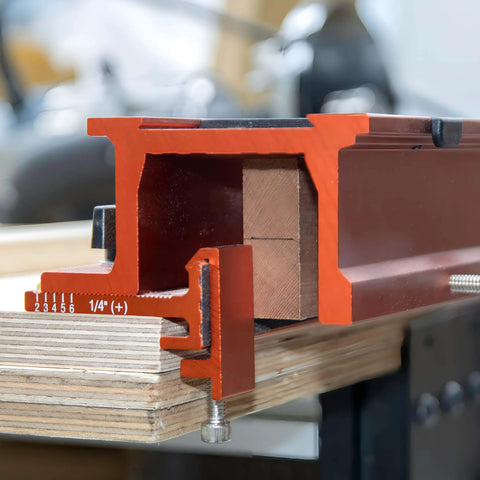 Close-up of Mortise And Tenon Jig For Cabinets Chairs And Tables With Plunge Router For Pro Grade Joinery, Align Mortises And Tenons