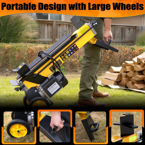 Tough As Nails 7 Ton Electric Wood Splitter With 15 Amp Hydraulic Motor And Detachable Cross Blade For Effortless Backyard Firewood Prep And Hardwood Logs