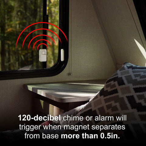 120dB Window And Door Alarm For DIY Home Security, Burglar Alert With Wireless Chime And Alarm, Easy Installation, on RV Window