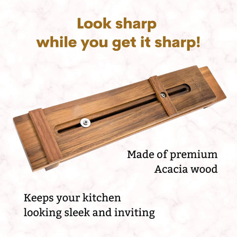 Sink Mounted Whetstone Holder For Easy Knife Sharpening No Mess Over The Sink, Warm Acacia Wood Design, Hyper Adjustable Setup