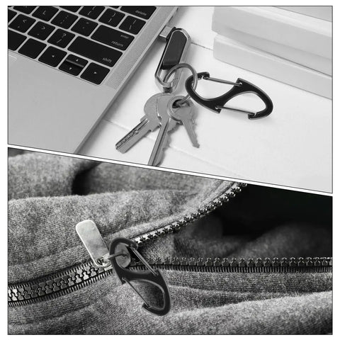 20 Pack Heavy Duty Zipper Clips Anti Theft Carabiner Clips For Backpacks Luggage And Purses With Double Sided Spring Lock Keychain Snap Hooks In Zinc Alloy Construction Go To Gear shown on keys and zipper