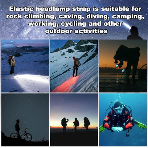 Elastic Headlamp Strap Replacement For All Major Headlamps, Comfy Adjustable Headlamp Band, Fits Black Diamond Petzl Princeton Tec